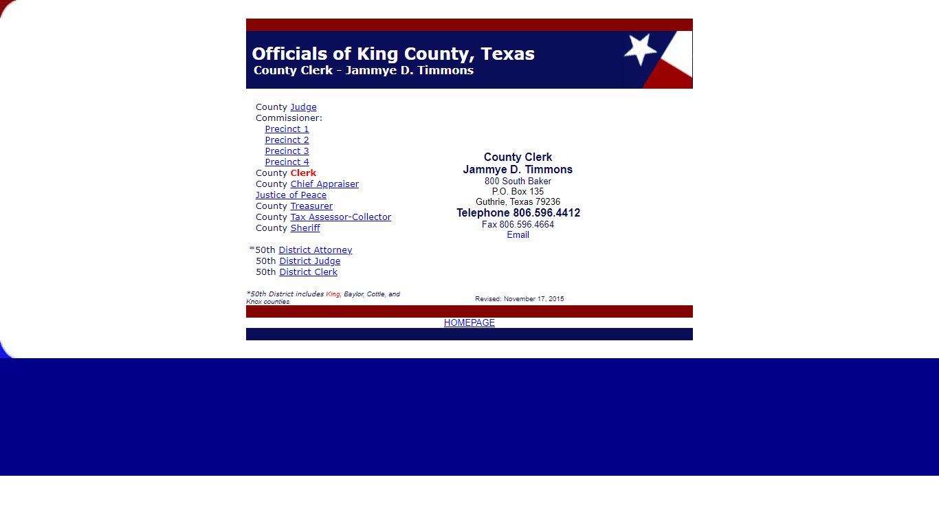 King County, Texas County Clerk
